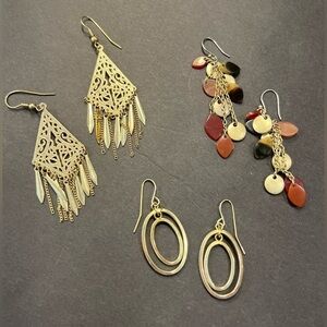 3 Pairs of Earrings- Gold Multi
